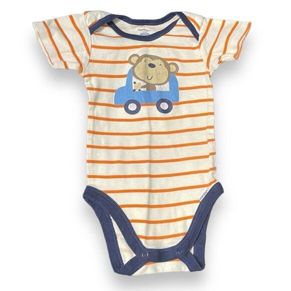 Gerber Graphic Print Bodysuit Onesie Baby Boy 12 Months Multicolored Striped Top - Picture 1 of 8